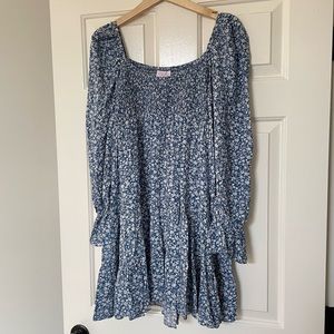 NWOT Pink Lily Blue Smocked Dress